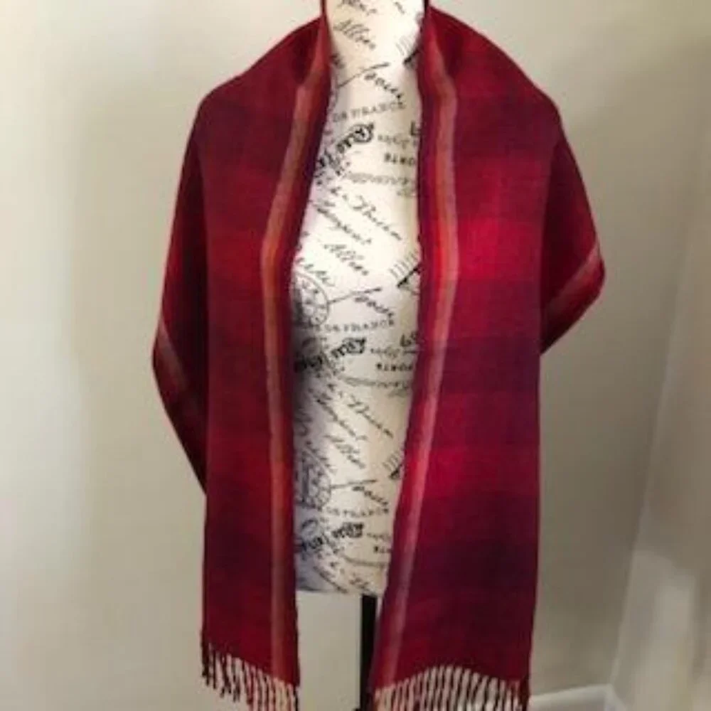 Australian Fine Alpaca Connection Plaid Wrap Scarf.